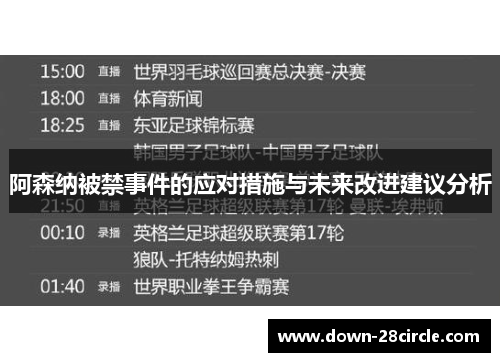 阿森纳被禁事件的应对措施与未来改进建议分析 阿森纳被禁事件的应对措施与未来改进建议分析